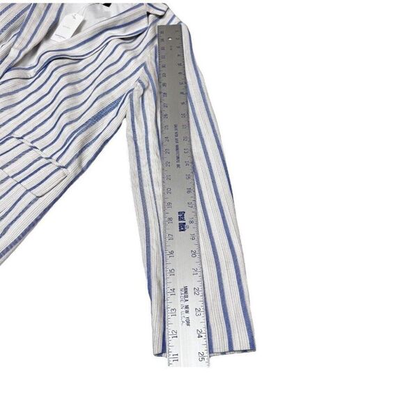 Banana Republic Boyfriend Blue Stripe Blazer Single Button Layer Work - Picture 4 of 12